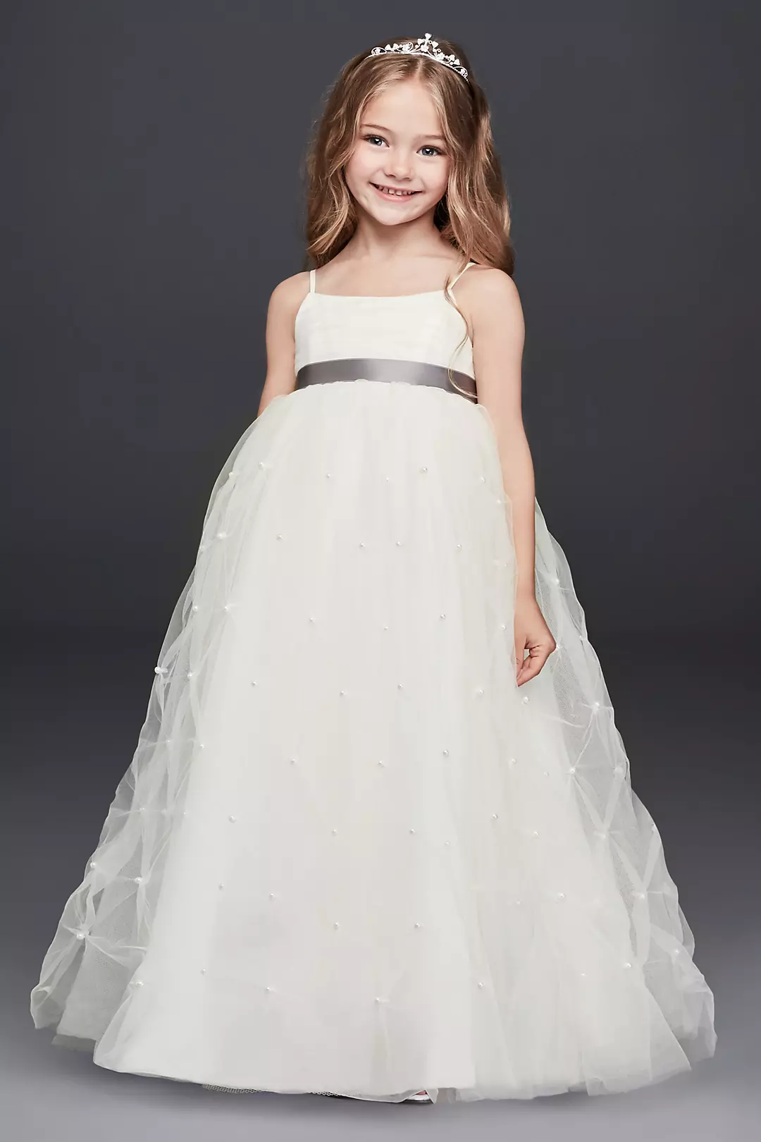 Tulle Flower Girl Dress with Pearl Pick-Ups Image