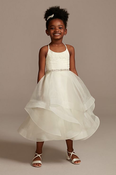Lace and Tulle Flower Girl Dress with Full Skirt Image 1