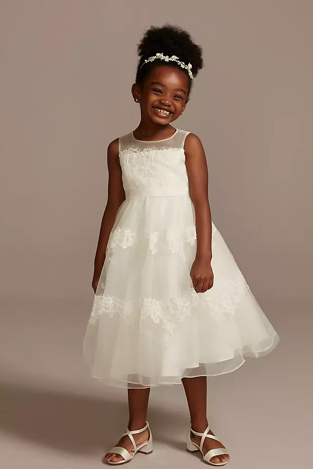 Banded Lace Illusion Flower Girl Dress Image