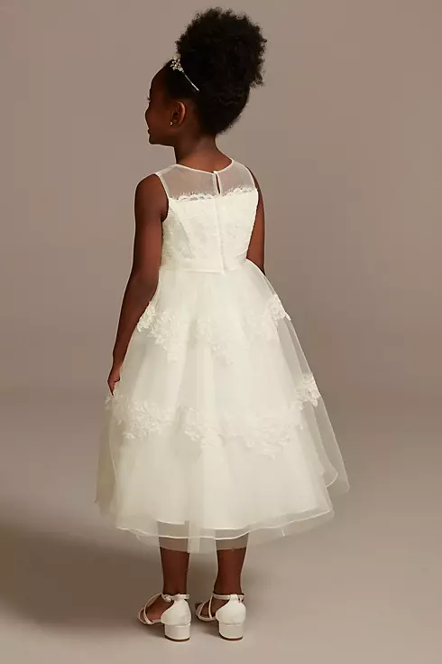Banded Lace Illusion Flower Girl Dress Image 2