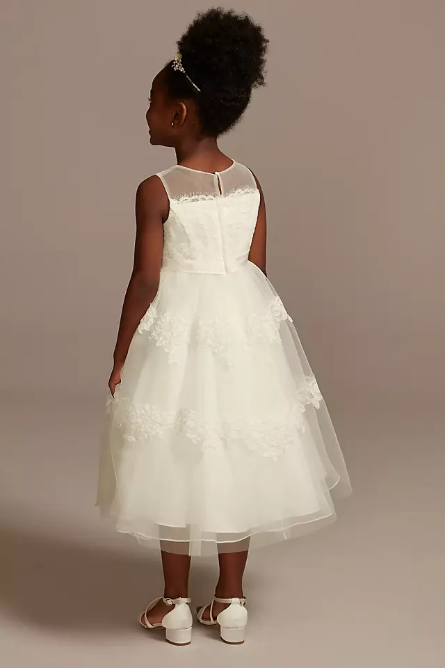Banded Lace Illusion Flower Girl Dress Image 2