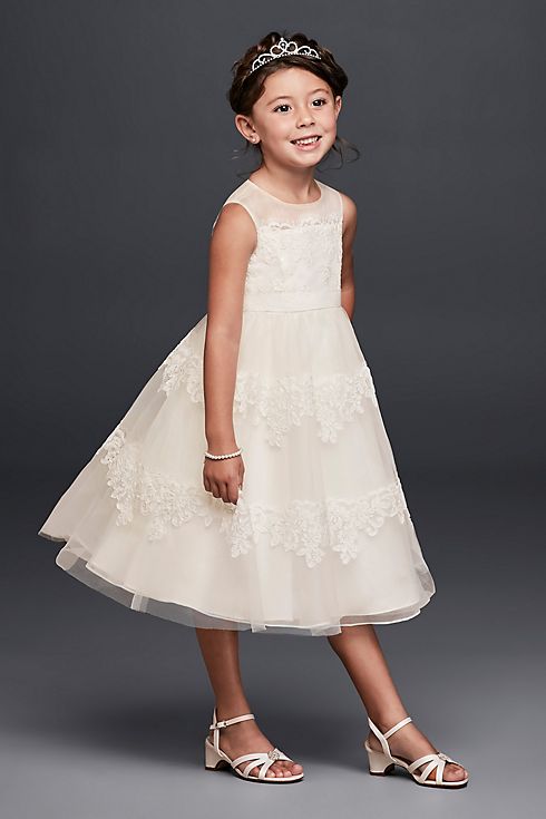 As-Is Banded Lace Illusion Flower Girl Dress Image