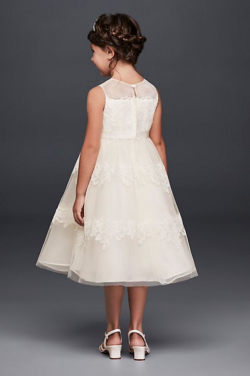 As-Is Banded Lace Illusion Flower Girl Dress Image 5