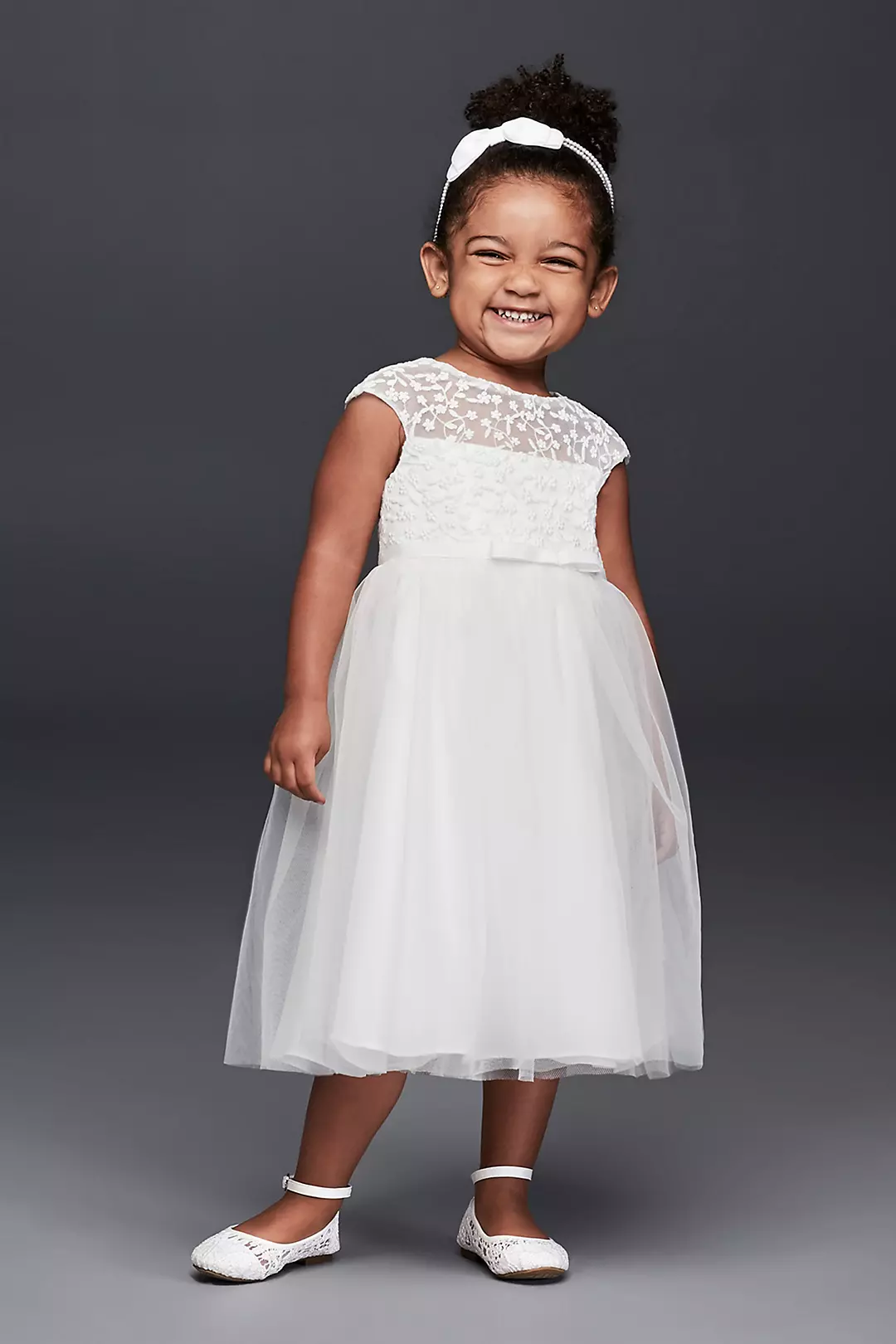 Tulle Flower Girl Dress with Floral Embroidery Image