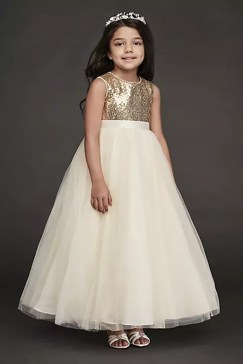 As Is Heart Back Sequin and Tulle Flower Girl Gown Image 1