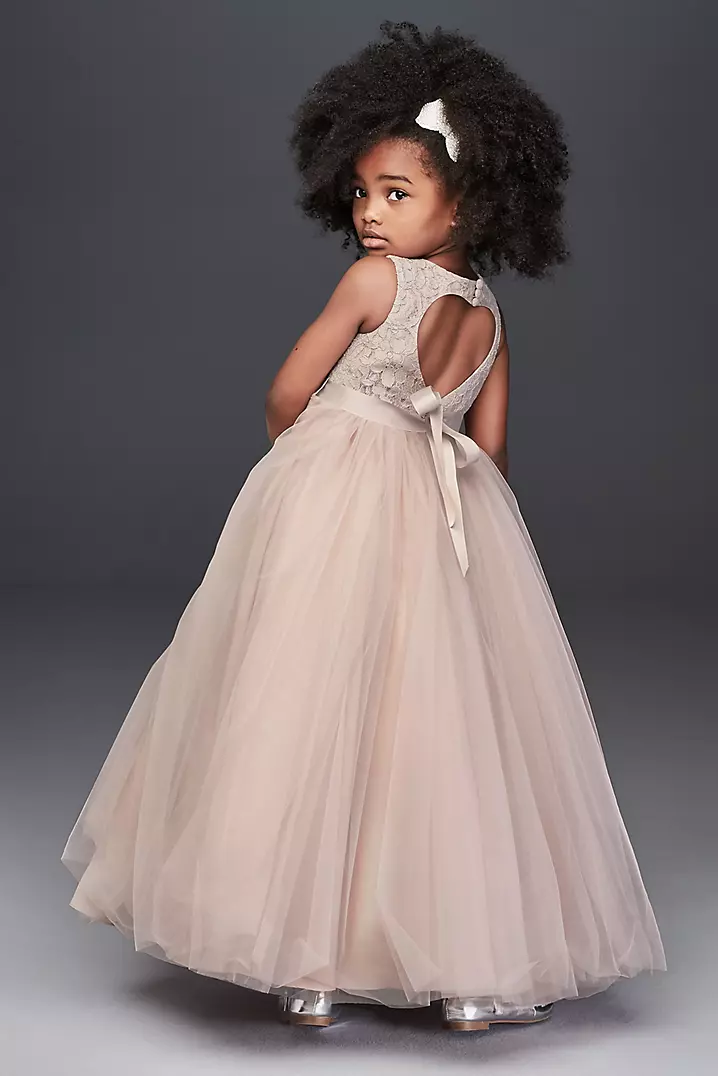 Lovely Lace Top Tulle Ball Gown, Open Back Flower Girl Dresses Lovely Lace Top Tulle Ball Gown, Open Back Flower Girl Dresses