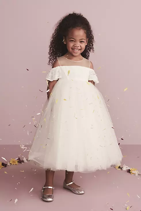 Off the Shoulder Lace and Tulle Flower Girl Dress Image 6