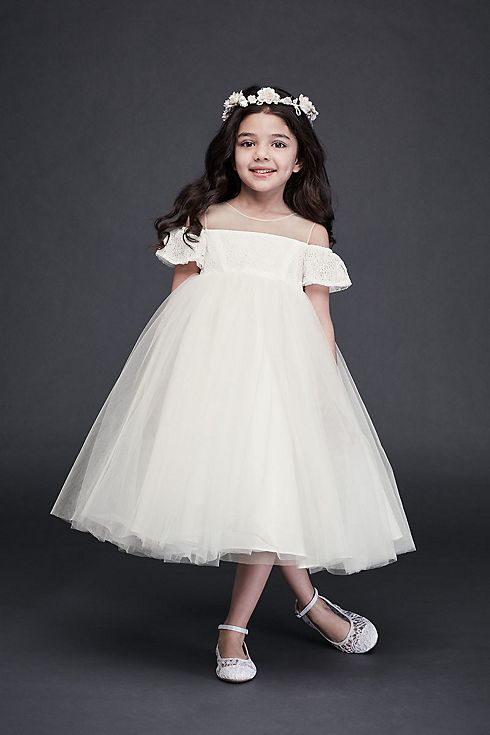 As Is Off the Shoulder Lace and Tulle Flower Girl Image
