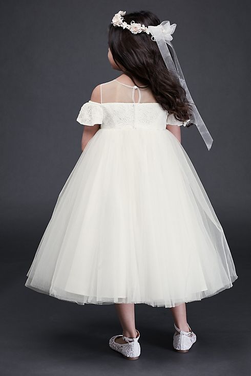 Off the Shoulder Lace and Tulle Flower Girl Dress Image 2
