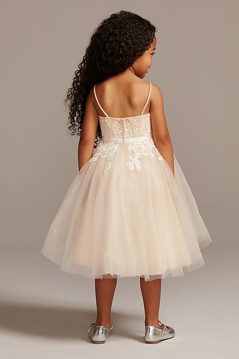 As Is Applique Spaghetti Strap Flower Girl Dress Image 2