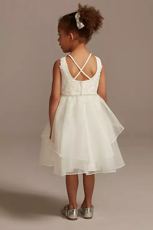 Lace Applique Flower Girl Dress with Tiered Skirt Image 2