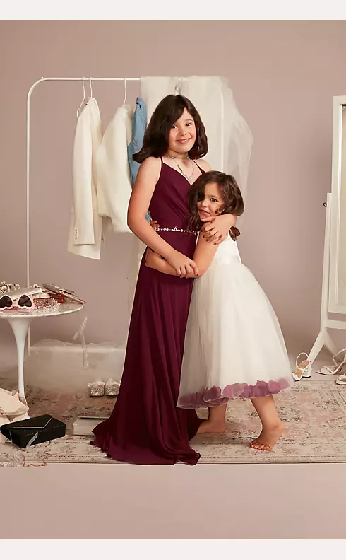 Satin Tulle Flower Girl Dress with Colored Petals Image 6