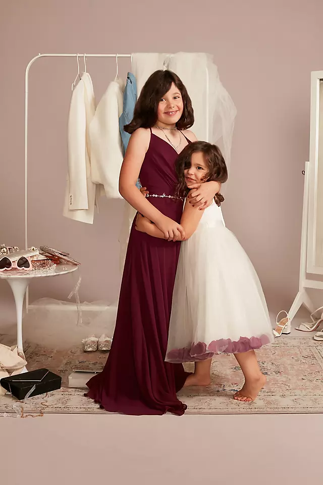 Satin Tulle Flower Girl Dress with Colored Petals Image 6