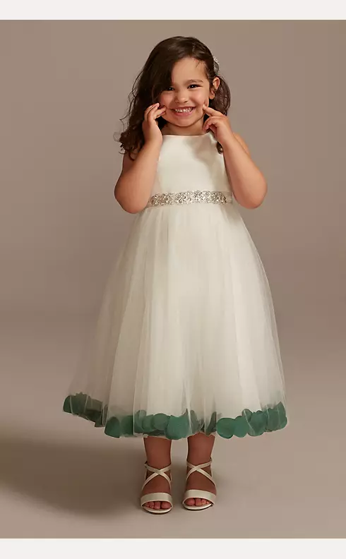 Satin Tulle Flower Girl Dress with Colored Petals Image 1