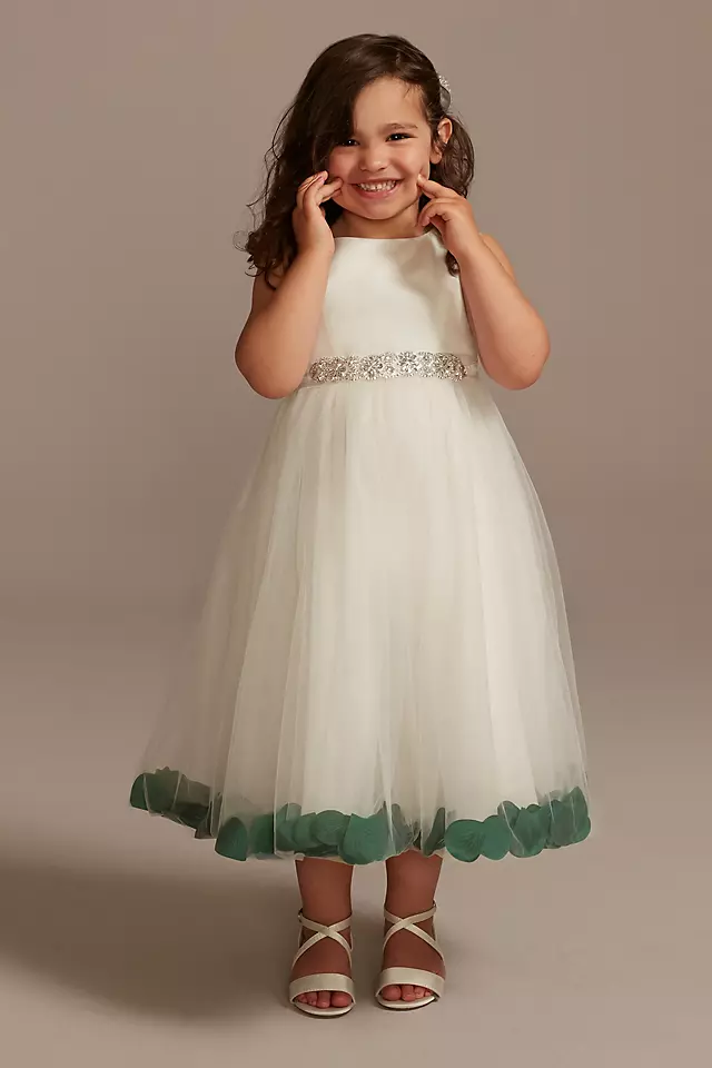 Satin Tulle Flower Girl Dress with Colored Petals Image