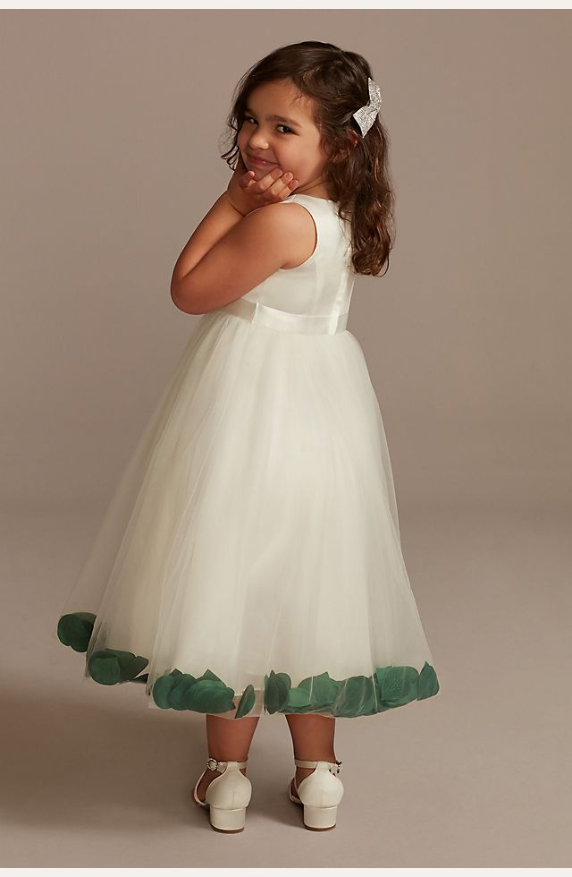 Satin Tulle Flower Girl Dress with Colored Petals | David's Bridal