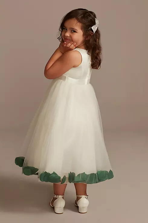 Satin Tulle Flower Girl Dress with Colored Petals Image 2
