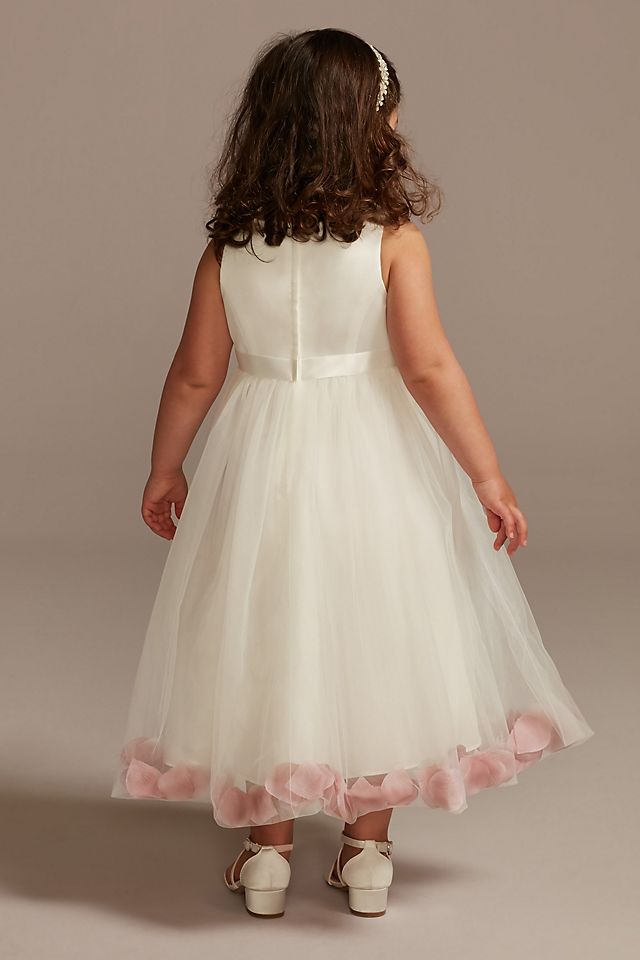 Satin Tulle Flower Girl Dress with Colored Petals Image 2