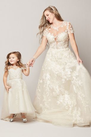 As Is Cap Sleeve Lace-Up Flower Girl Dress | David's Bridal