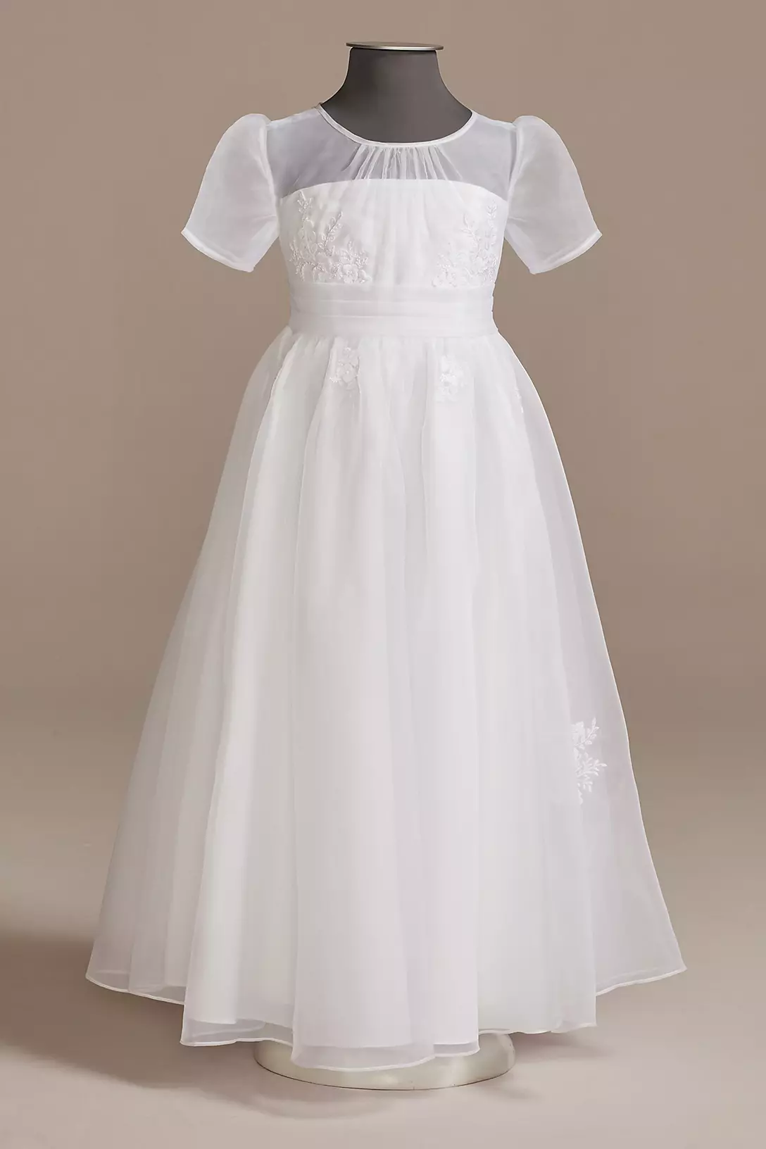 Short Sleeve Flower Girl Dress with Appliques Image
