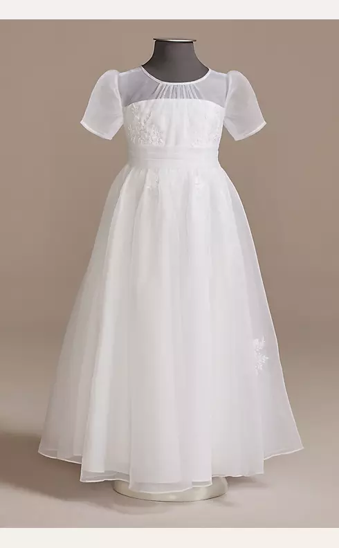 Short Sleeve Flower Girl Dress with Appliques Image 1