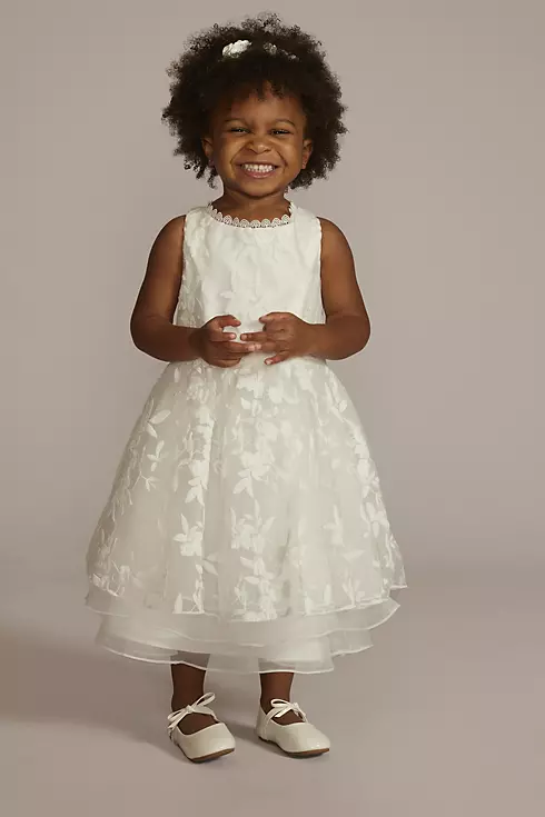 Embroidered Tiered Organza Flower Girl Dress Image 1