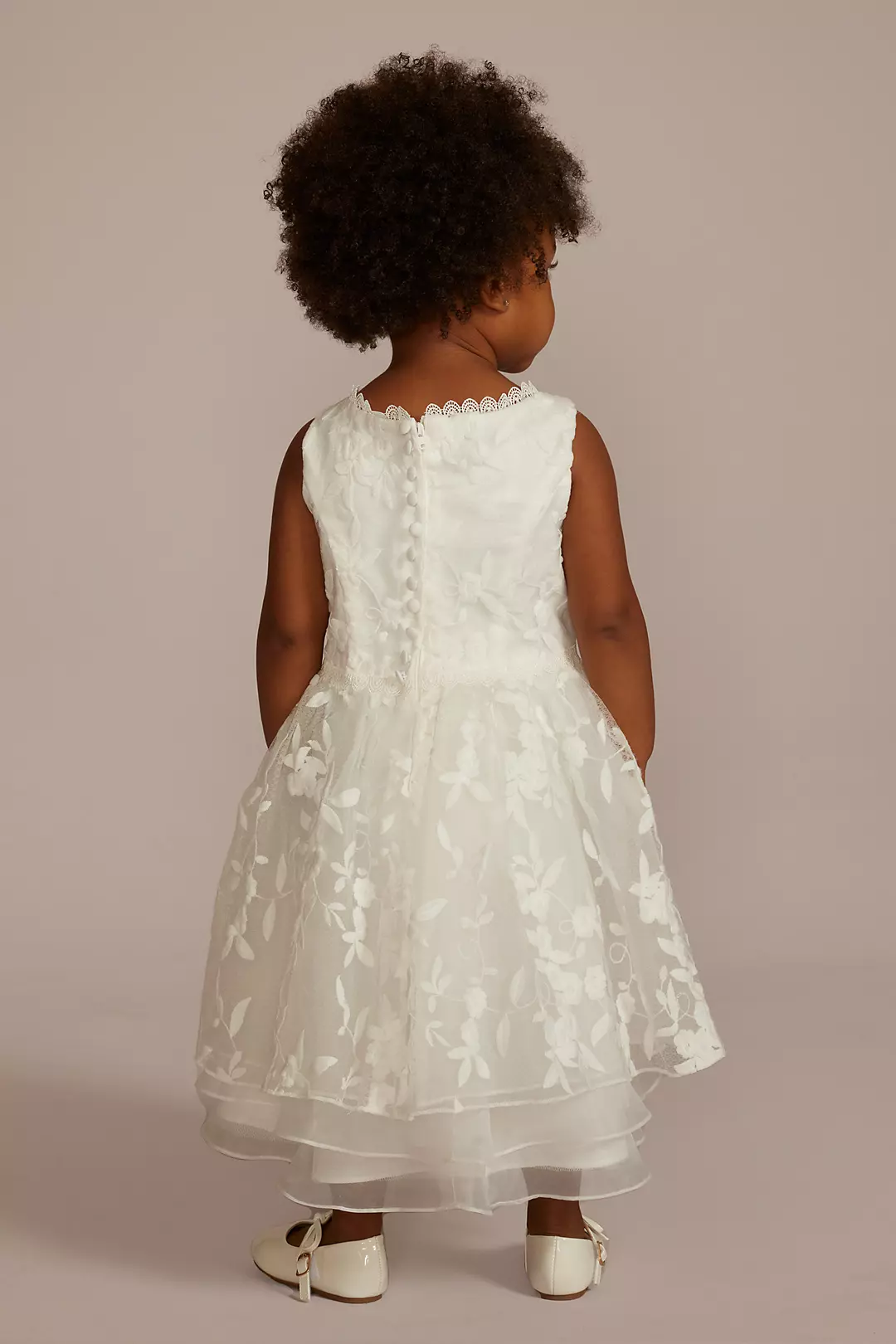 Embroidered Tiered Organza Flower Girl Dress Image 2
