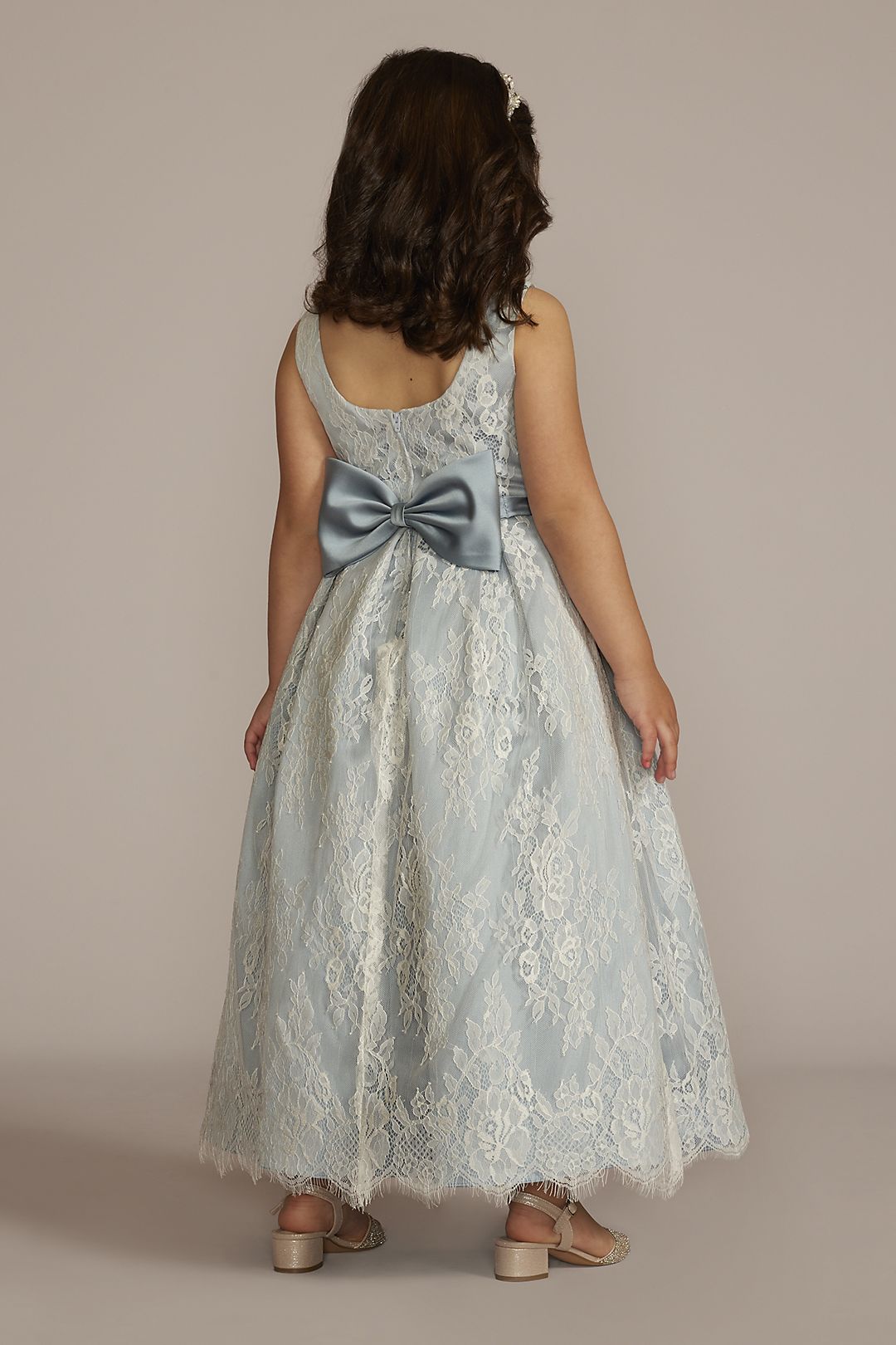 Lace and Satin Ball Gown Flower Girl Dress Image 2