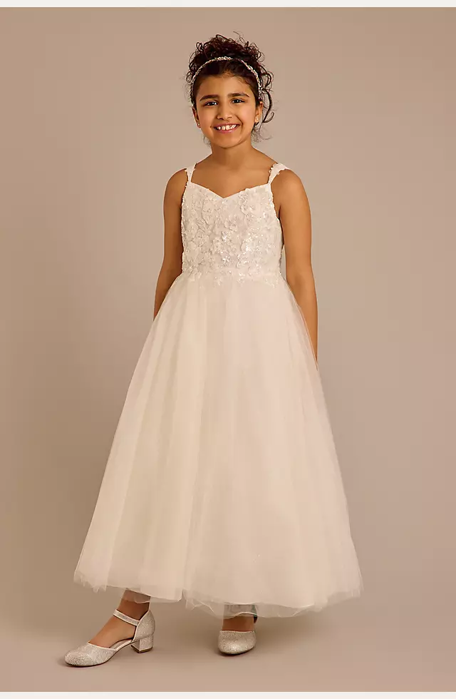 Tulle and Lace Applique Flower Girl Ball Gown Image
