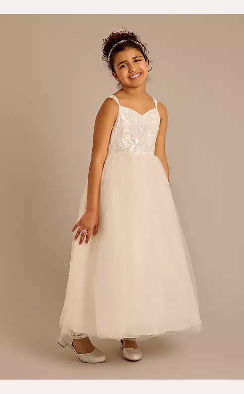 Tulle and Lace Applique Flower Girl Ball Gown Image 4