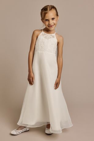Embellished Halter Neck A-Line Flower Girl Dress | David's