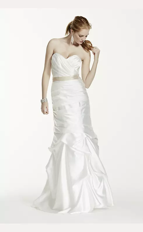 Fully Leaf Detailing Strapless Casual Wedding Dress - Promfy