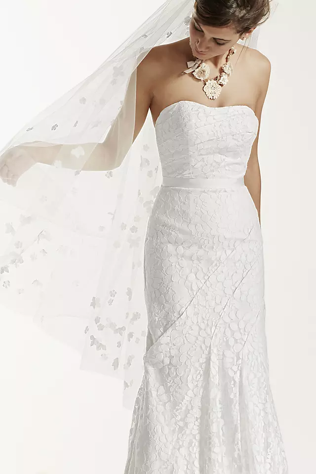 Strapless Lace Gown with Ribbon Detail Image 5