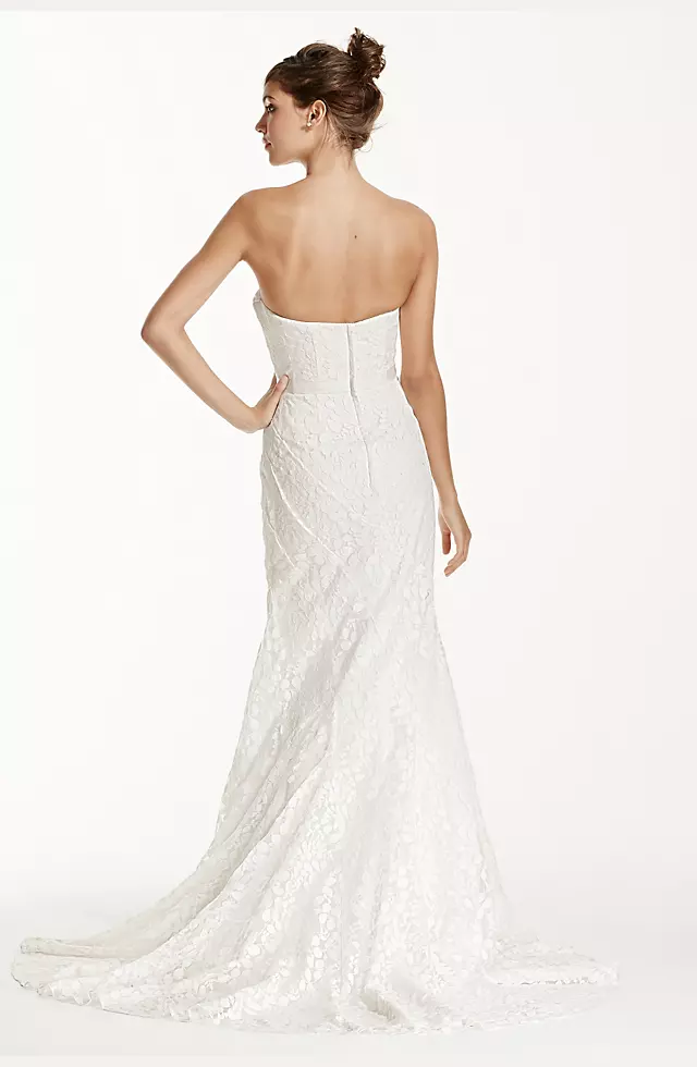 Strapless Lace Gown with Ribbon Detail Image 2