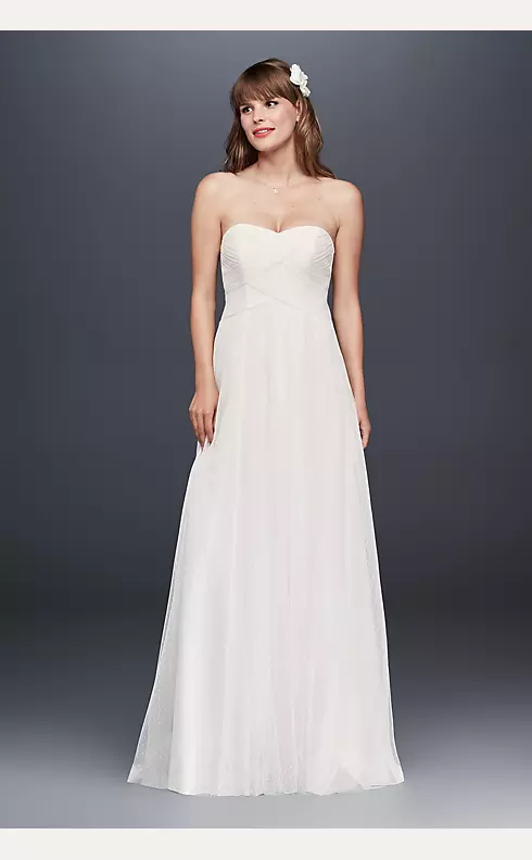 Dot Tulle Sweetheart Neck Plus Size Wedding Dress Image 1