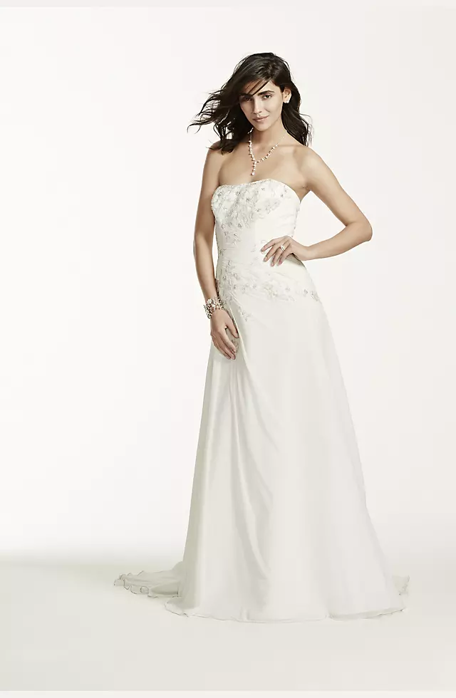 Chiffon A-line Wedding Dress with Side Draping DAVID'S BRIDAL COLLECTION