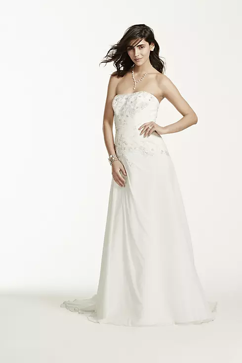 Chiffon Over Satin Gown with Side Draped Skirt Image 1