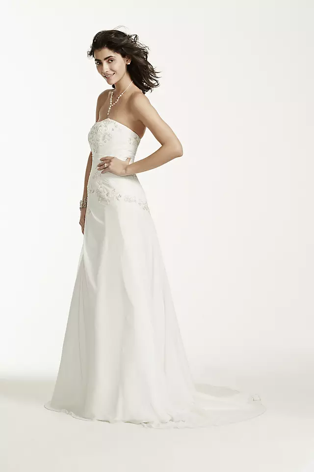 Chiffon Over Satin Gown with Side Draped Skirt Image 3