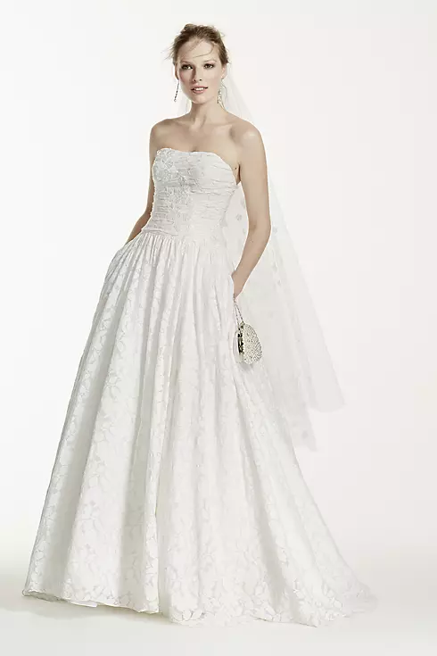 Lace Applique Ball Gown Strapless Wedding Dress Image 1