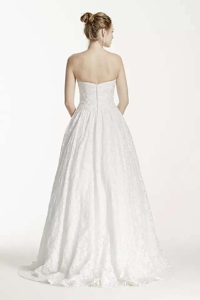Lace Applique Ball Gown Strapless Wedding Dress Image 3