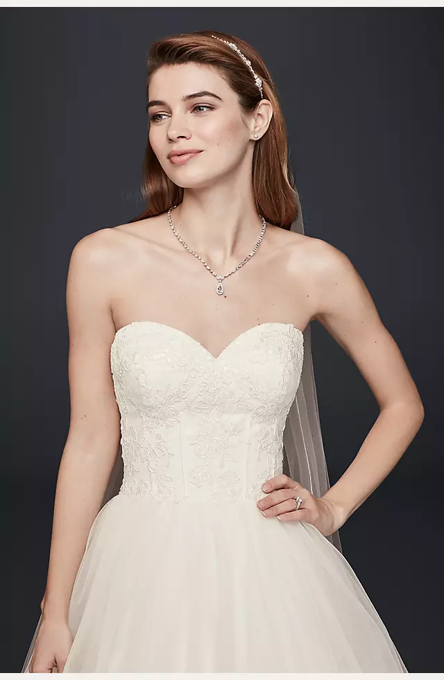 Strapless Wedding Dress with Lace Corset Bodice