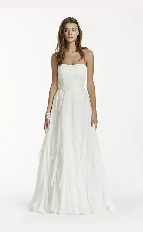Strapless A-Line Chiffon Ruffled Wedding Dress Image 1