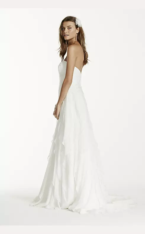 Strapless A-Line Chiffon Ruffled Wedding Dress Image 3