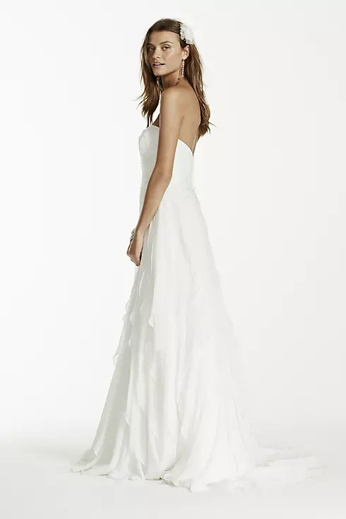 Strapless A-Line Chiffon Ruffled Wedding Dress Image 3