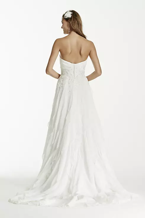 Strapless A-Line Chiffon Ruffled Wedding Dress Image 2