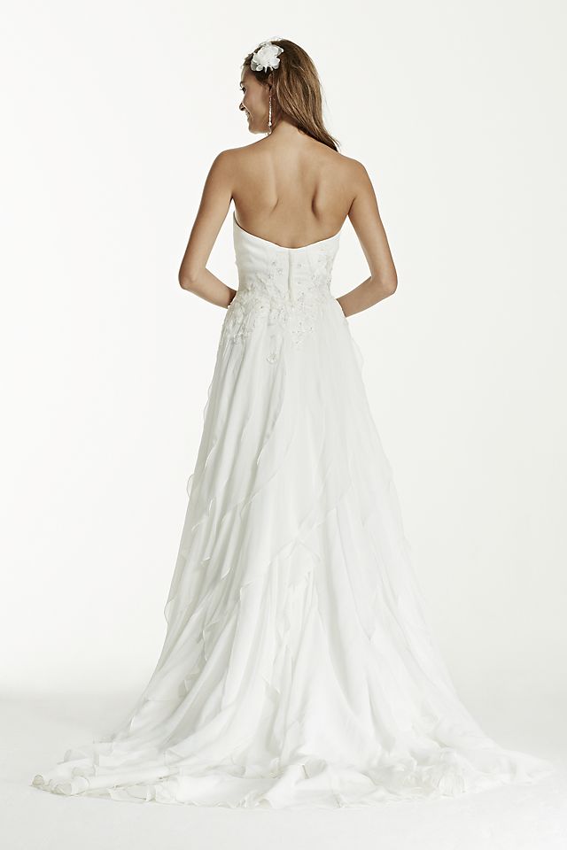Strapless A-Line Chiffon Ruffled Wedding Dress Image 5