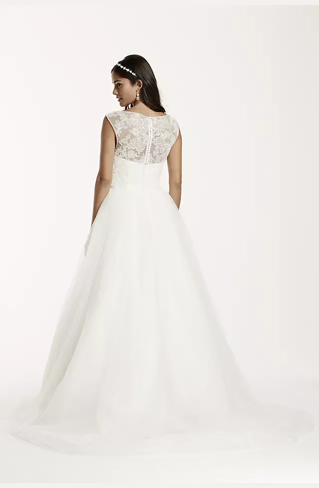 Cap Sleeve Tulle Wedding Dress with Illusion Neck Image 2