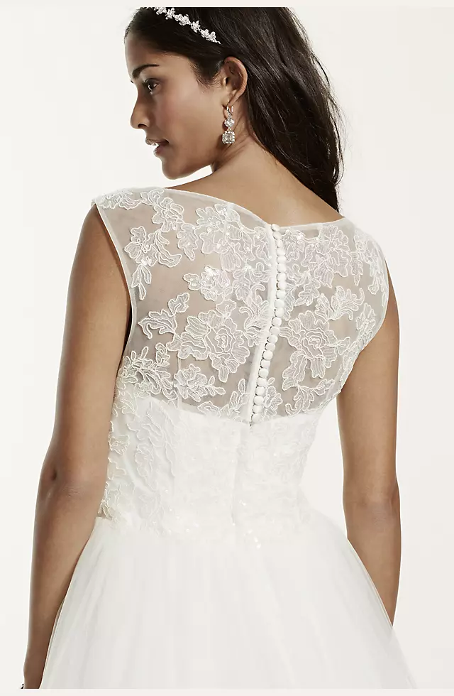 Cap Sleeve Tulle Wedding Dress with Illusion Neck Image 4