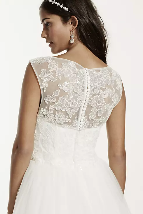 Cap Sleeve Tulle Wedding Dress with Illusion Neck Image 4