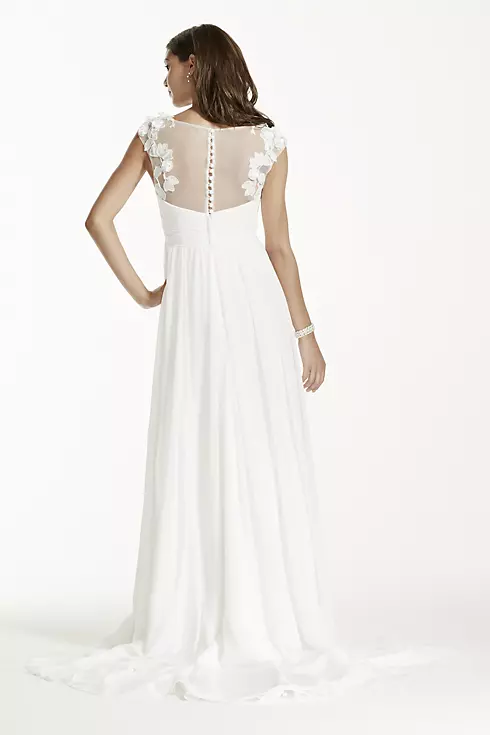 As-Is Cap Sleeve Chiffon A-Line with Floral Detail Image 2